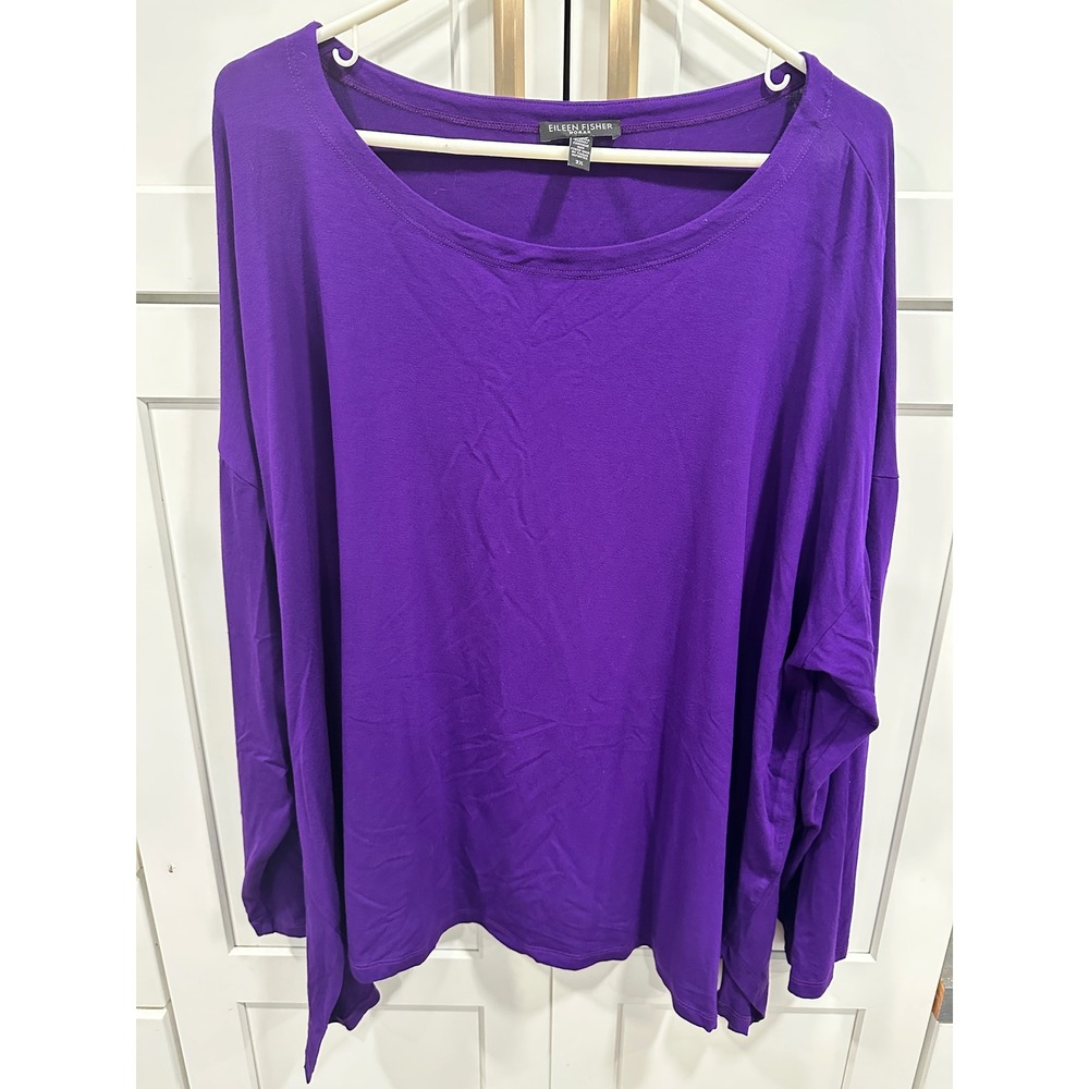 Eileen Fisher‎ Purple Viscose Blend Long Sleeve Tunic Top Plus Size 3X